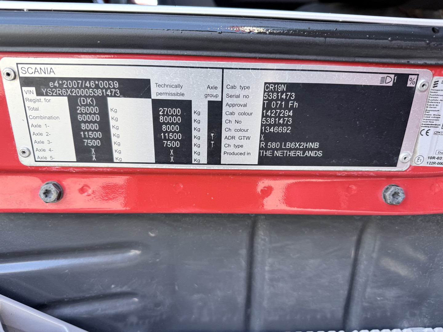 Scania R580 6x2 Highline Euro 6 / Tipbil