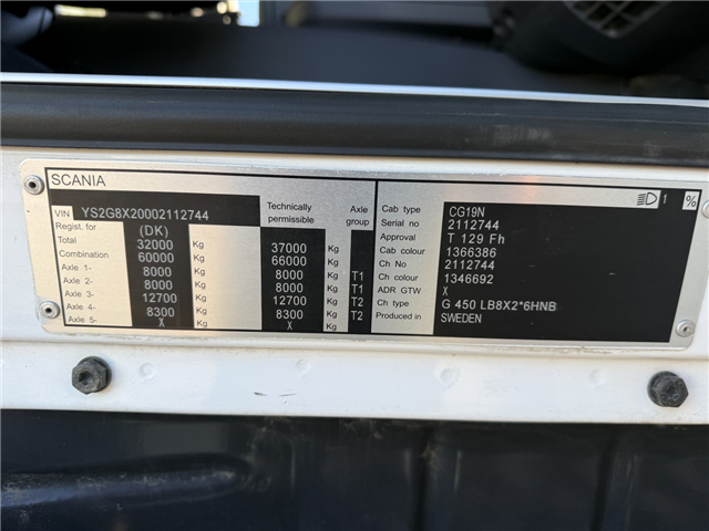 Scania G450 8X2*6 ADR Chassis Euro 6